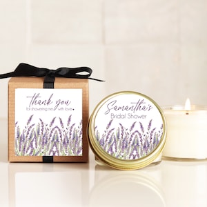 Lavender Bridal Shower Favors | Bridal Shower Candles | Lavender Favor Candles | Personalized Favor Candles | Lavender Candle Favors