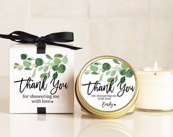 Bridal Shower Favors | Bridal Shower Candles | Eucalyptus Favor Candles | Personalized Favor Candles | Greenery Candle Favors