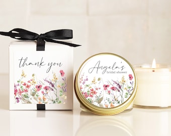 Bridal Shower Favors | Summer Flowers Label Design | Bridal Shower Candles | Personalized Favor Candles | Wildflower Candle Favors