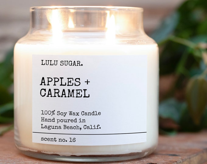 Apples + Caramel Scented Candle | Soy Candle | Fall Candles | Fall Scented | Clean Candle | Apple Candle | Caramel Candle