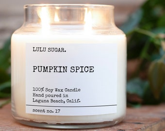 Pumpkin Spice Scented Soy Candle: Hand Poured Fall Candle
