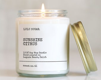 Sunshine Citrus Scented Soy Candle | Citrus Scented Candle | Clean Candle | Healthy Candle | Natural Candle | Phthalate Free | Paraben Free