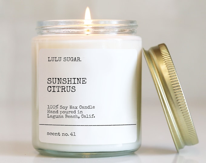 Sunshine Citrus Scented Soy Candle | Citrus Scented Candle | Clean Candle | Healthy Candle | Natural Candle | Phthalate Free | Paraben Free