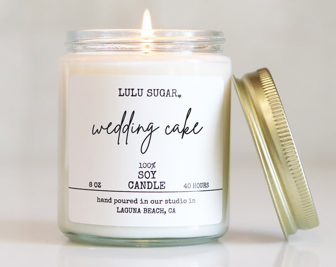 Wedding Cake Scented Soy Candle | Soy Candle Gift | Engagement Gift | Premium Soy Candle | Bridesmaid Gift | Wedding Gift