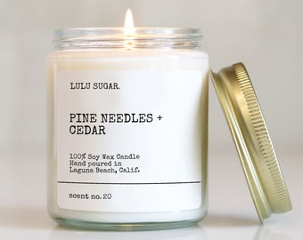Pine Needles + Cedar Scented Candle | Christmas Scented Candle | Holiday Scented Candle | Woody Scented Candle | Christmas Tree Candle