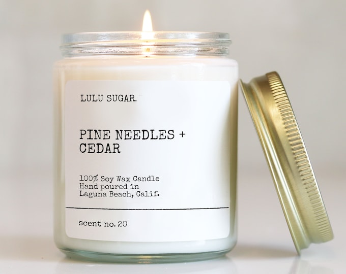 Pine Needles + Cedar Scented Candle | Christmas Scented Candle | Holiday Scented Candle | Woody Scented Candle | Christmas Tree Candle