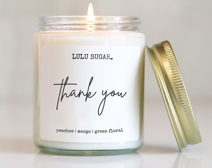 Thank You Gift Candle | Thank You Candle Gift | Scented Soy Candle | Soy Candle Gift | Appreciation Gift Candle | Gratitude Gift Candle