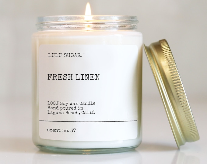 Fresh Linen Scented Candle | Cotton Scented Candle | Clean Linen Candle | Fresh Scented Candle | Soy Candle | Clean Candle