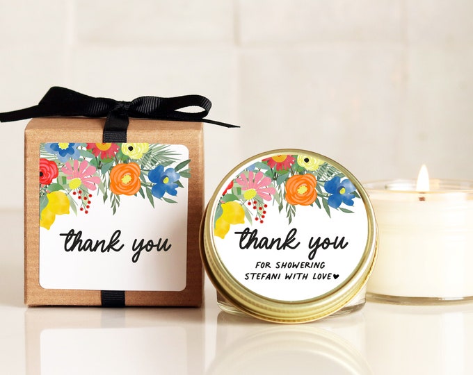 Baby Shower Favor Candles - Bright Floral Baby Shower Favor - Personalized Baby Shower Favors | Baby Shower Candles | Neutral Baby Shower