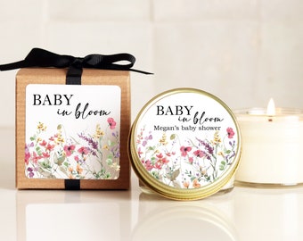 Baby Shower Favor Candles - Baby in Bloom Shower Favor - Personalized Baby Shower Favors | Baby Shower Candles | Baby in Bloom Favor