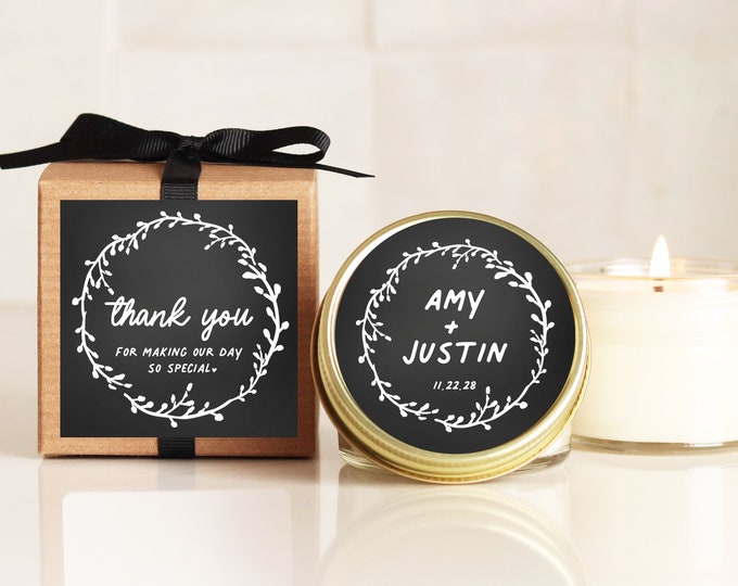 Wedding Favor Candles - Chalkboard Label Design | Wedding Favor Candles | Personalized Wedding Favors | Chalkboard Wedding Favor