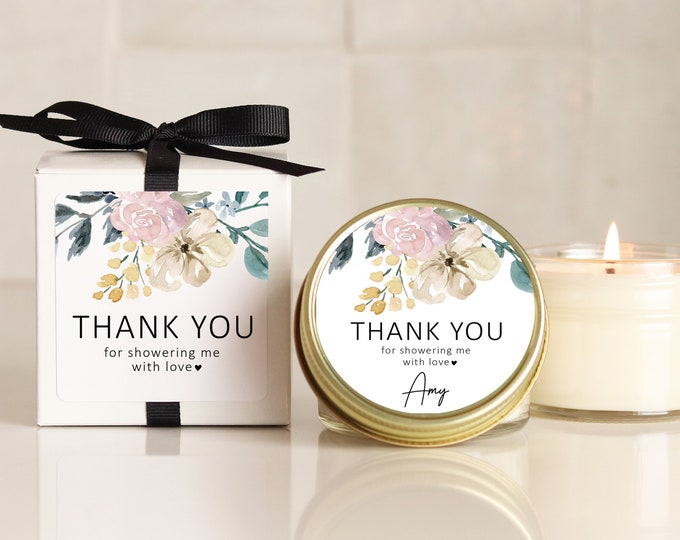 Baby Shower Favor Candles - Neutral Baby Shower Favor | Bridal Shower Favors | Floral Baby Shower Favor Candles | Personalized Favors