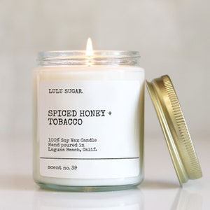 Spiced Honey + Tobacco Scented Candle | Tobacco Scented Candle | Honey Scented Candle | Clean Candle | Soy Candle