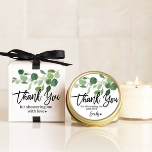 Bridal Shower Favors | Bridal Shower Candles | Eucalyptus Favor Candles | Personalized Favor Candles | Greenery Candle Favors