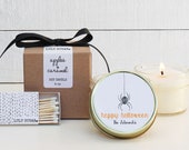 Halloween Party Favor Candles - Spider Label Design - Halloween Scented Candle Personalized Halloween Favors Halloween Treats set of 6
