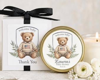 Polo Baby Shower Favors Preppy Bear Baby Shower Country Club Baby Shower Old Money Baby Shower FavorsCandle Favors
