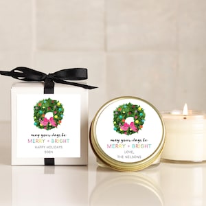 Personalized Christmas Candle Favors Holiday Gifts Teachers Neighbors Coworkers