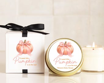 A Little Pumpkin is on the Way Fall Baby Shower Favor Candles