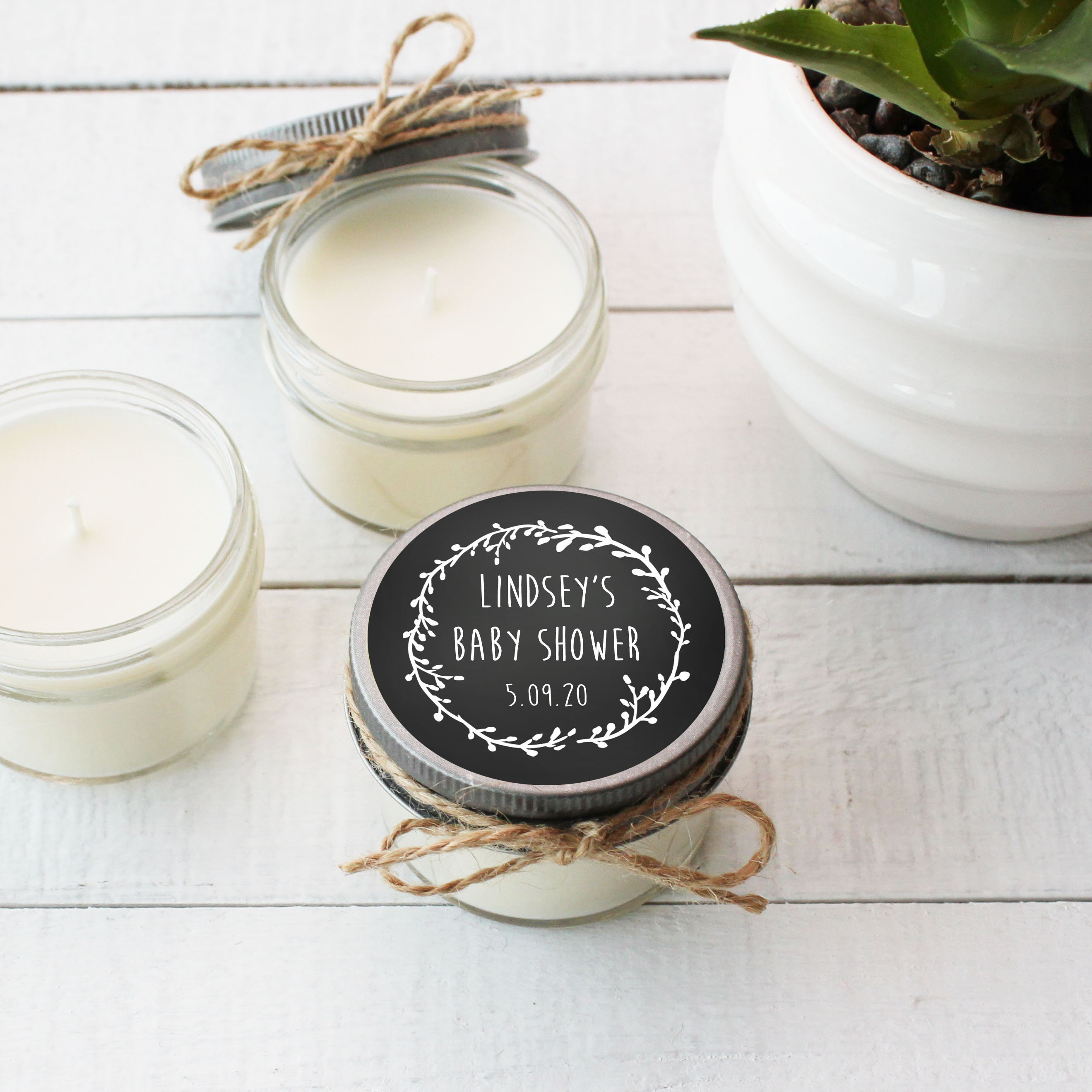 Baby Shower Favor Candles Laurel Chalkboard Label Candle Etsy