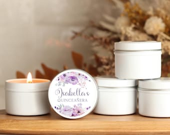 Personalized Quinceañera Candle Favors: Soy Wax, Custom Label