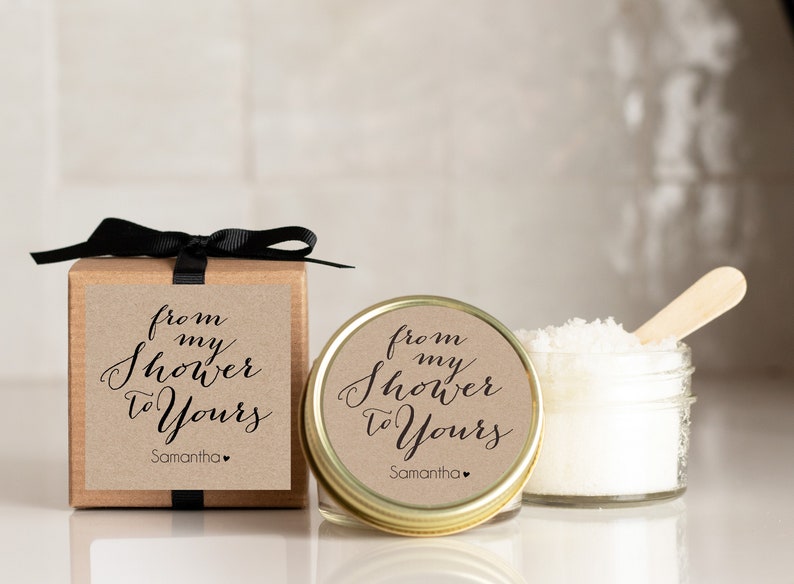 Sugar scrub shower favors, body polish shower favors, spa shower favors