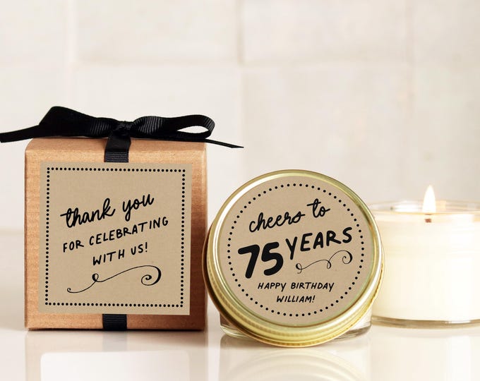 Milestone Birthday Party Favors Cheers Labels | Personalized Birthday Party Candles | Birthday Favor | Birthday Candle | ANY Age