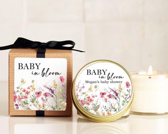 Baby in Bloom Personalized Girl Shower Favor Candles