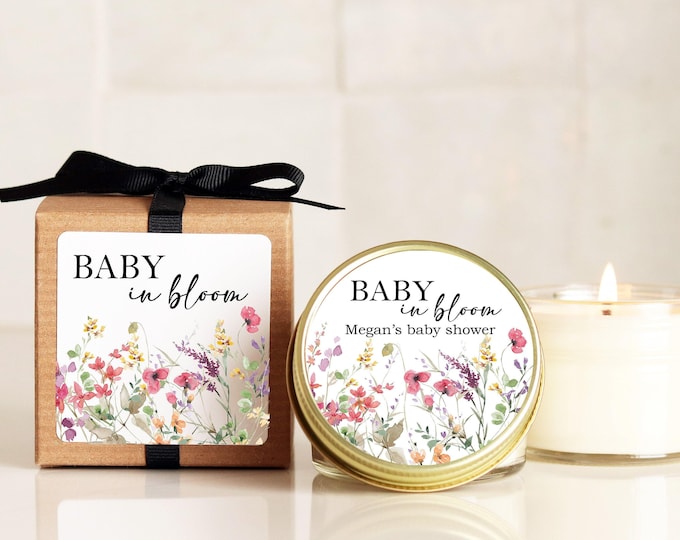 Baby in Bloom Personalized Girl Shower Favor Candles