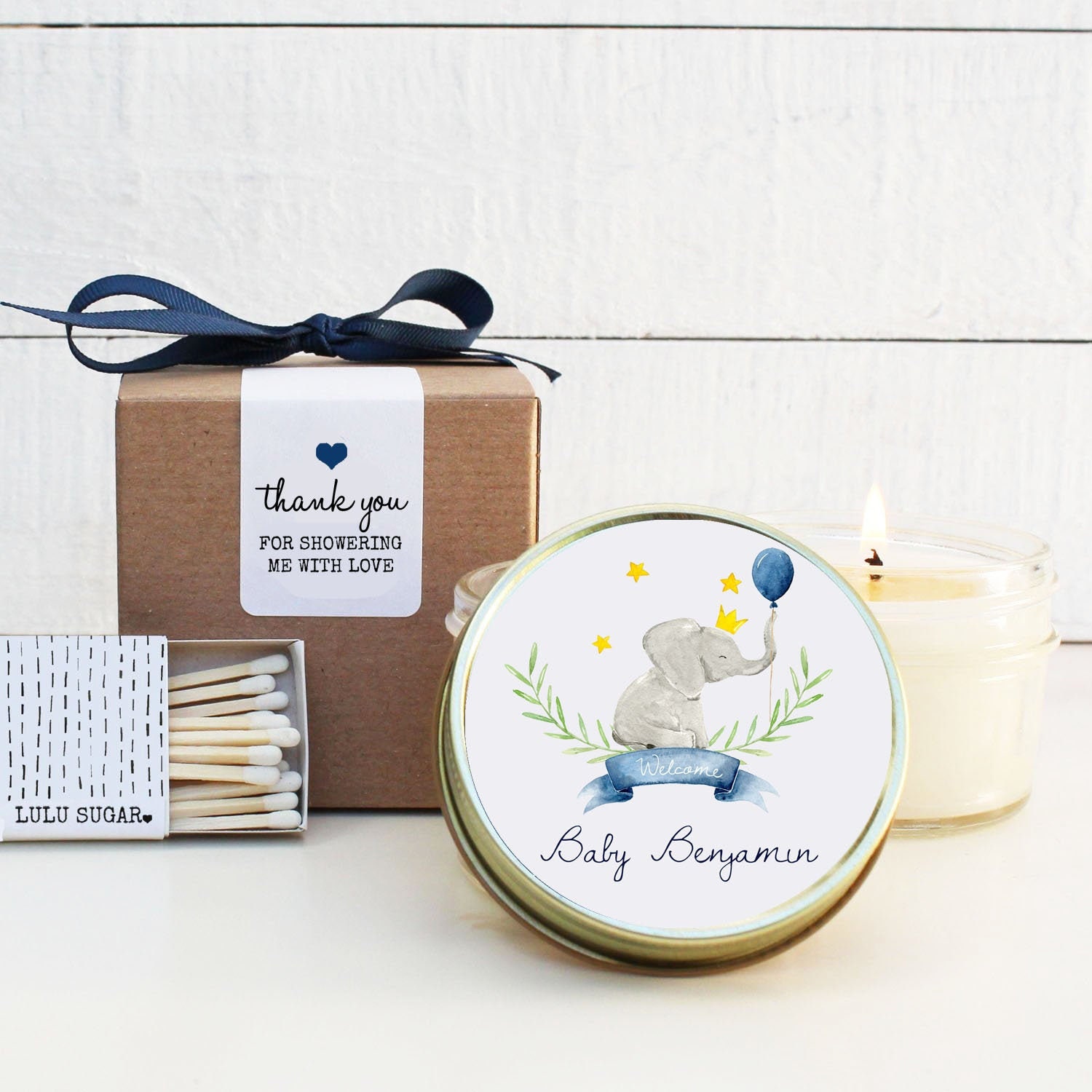 elephant candles for baby shower