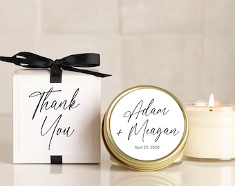 Personalized Wedding Favor Candles: Soy Wax, Custom Label