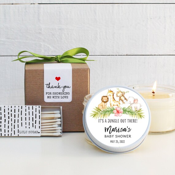 Soy Candle Favor Elephant Favors Zoo Baby Shower Decor Personalized Baby Shower Favors Animal Theme Baby Shower Favors 6 Candles