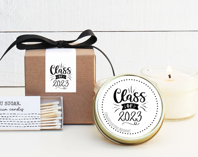 Graduation Favors | Graduation Candles | Adventure Awaits Graduation Favor | Personalized Graduation Favors | Class of 2023 Favors