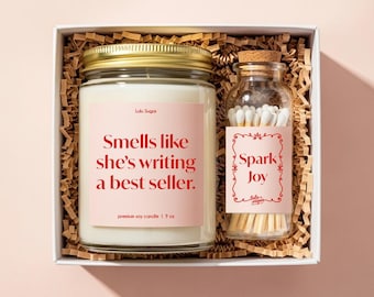 Author Gift for Writer Gift for Aspiring Poet Gift for Her She's Writing a Best Seller Unique Gift for Author Funny Candle Gift