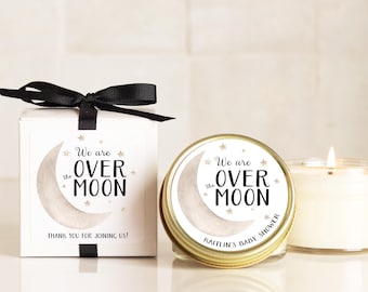 Over the Moon Baby Shower Favor Candles: Personalized Soy Wax