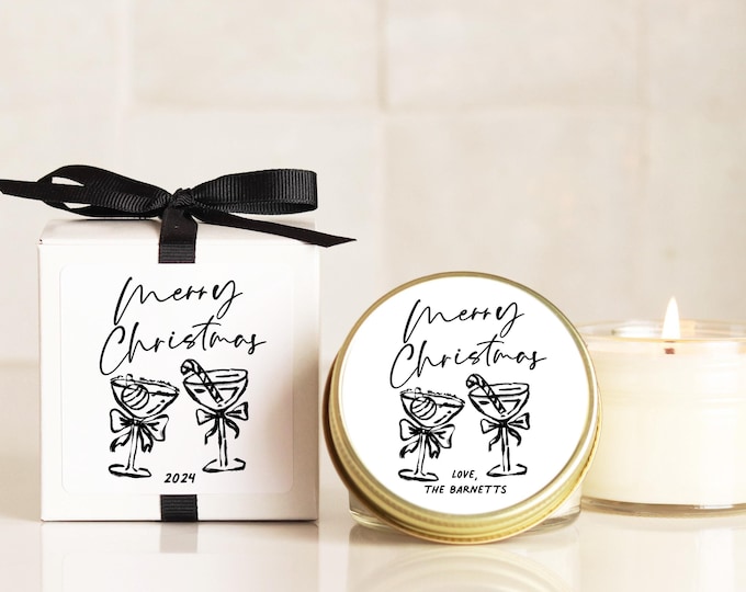 Christmas Candle Favors: Personalized Bulk Holiday Gifts Soy Wax