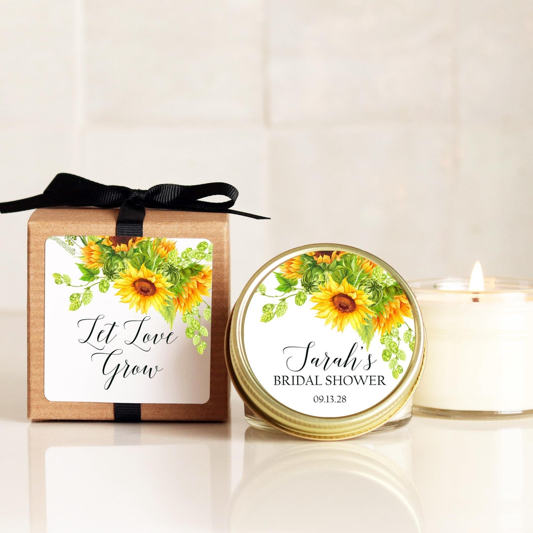 Personalized Sunflower Bridal Shower Favors: Soy Wax Candle - Etsy