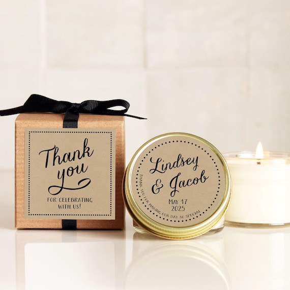 Wedding Favors for Guests in Bulk Personalized Candle Favor Minimalist Design