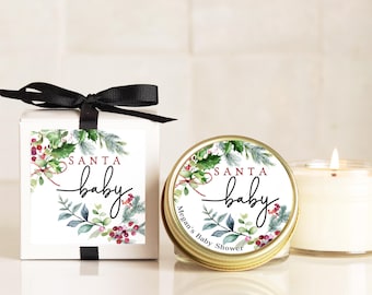 December Baby Shower Favors for Guests Christmas Santa Theme Candle Favor