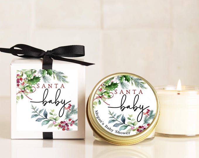 December Baby Shower Favors for Guests Christmas Santa Theme Candle Favor