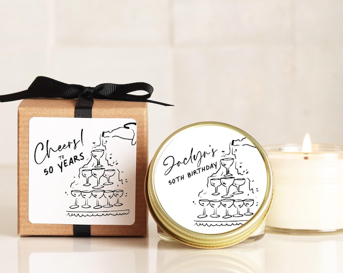 Personalized Birthday Soy Candle Favors: Cheers to Any Age
