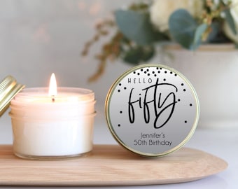 Personalized 50th Birthday Candle Favors: Milestone Party Candles