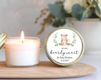 Teddy Bear Baby Shower Favors: Personalized Soy Candle