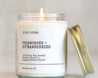 Champagne & Strawberries Scented Soy Candle