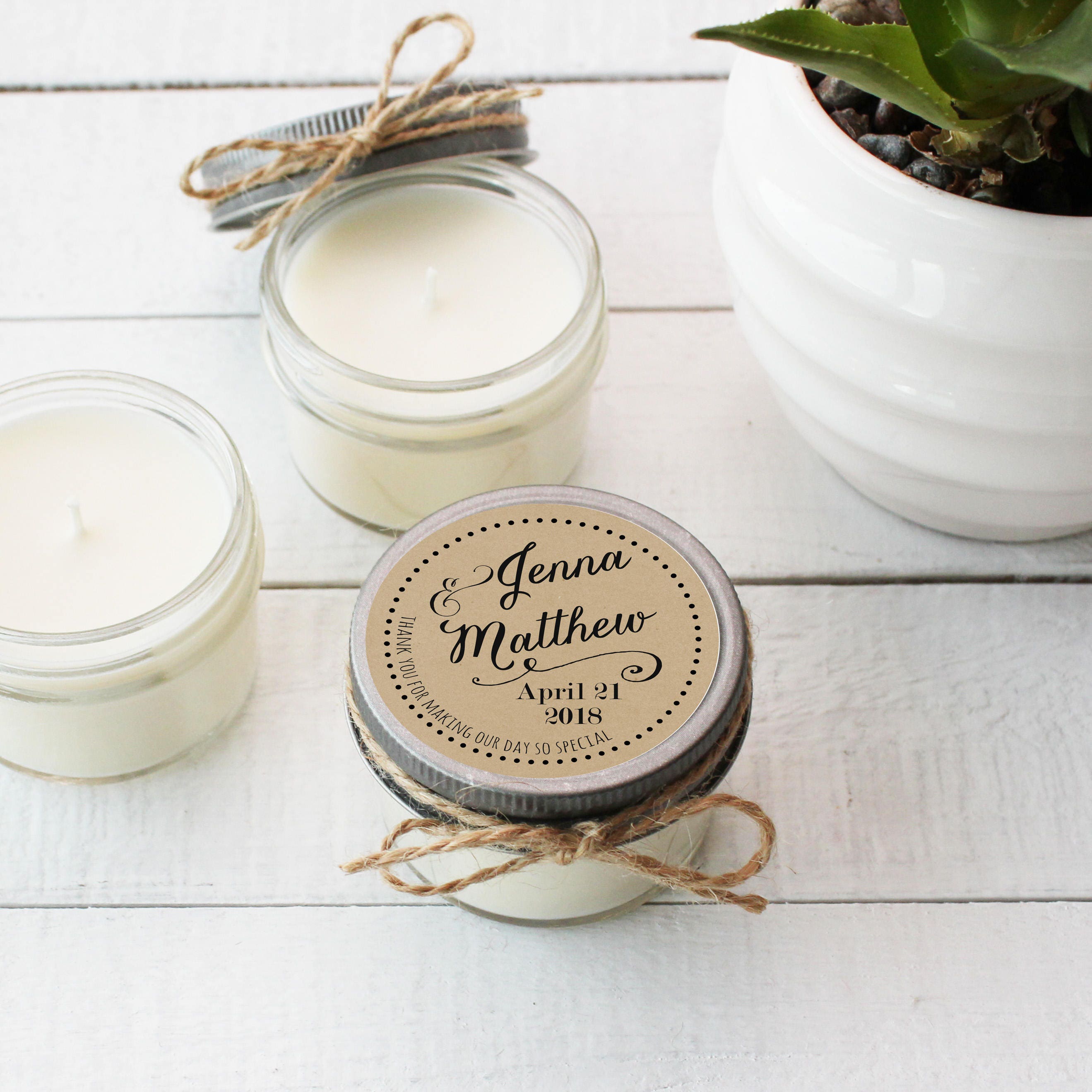 Candle Wedding Favors - Jenna Label Design - Personalized ...