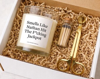 Personalized Engagement Gift Box for Her, Engagement Candle, Personalized Smells Like Candle, Funny Engagement Gift, Bride to Be Gift