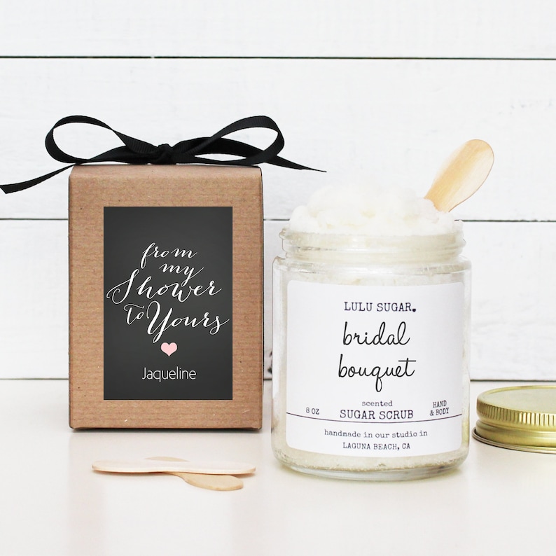 Bridal Shower Sugar Scrub Favor Set of 6 Baby Shower Sugar Scrub Favor From My Shower To Yours Sugar Scrub Favors