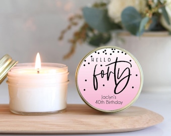 40th Birthday Party Favors Personalized Candle Favors: Milestone Birthday Any Age