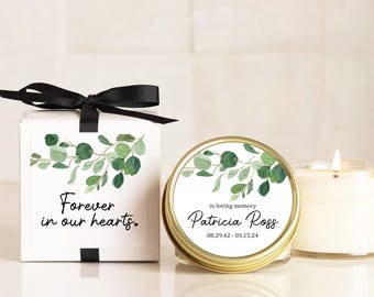 Personalized Memorial Candle Favors: Eucalyptus Soy Candle