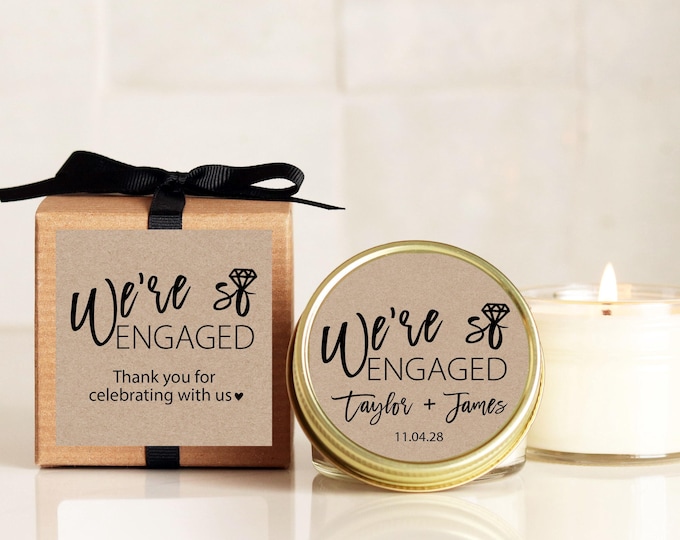 Personalized Engagement Party Favor Candles: Eco-Friendly Soy Wax