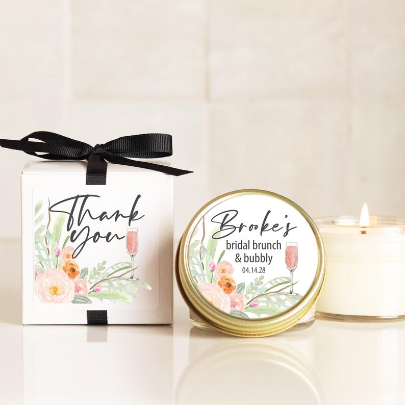 Bridal Shower Favors for Guests Personalized Brunch and Bubbly Candle ...
